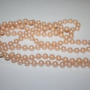 🍑 Vintage Peach Pearl Necklace · 56" · Dreamy Layering Strand 🤍
